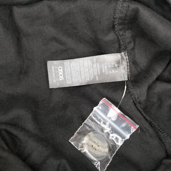 NWOT Asos Design off shoulder button front textured jumpsuit black sz 4 cropped - Picture 9 of 12